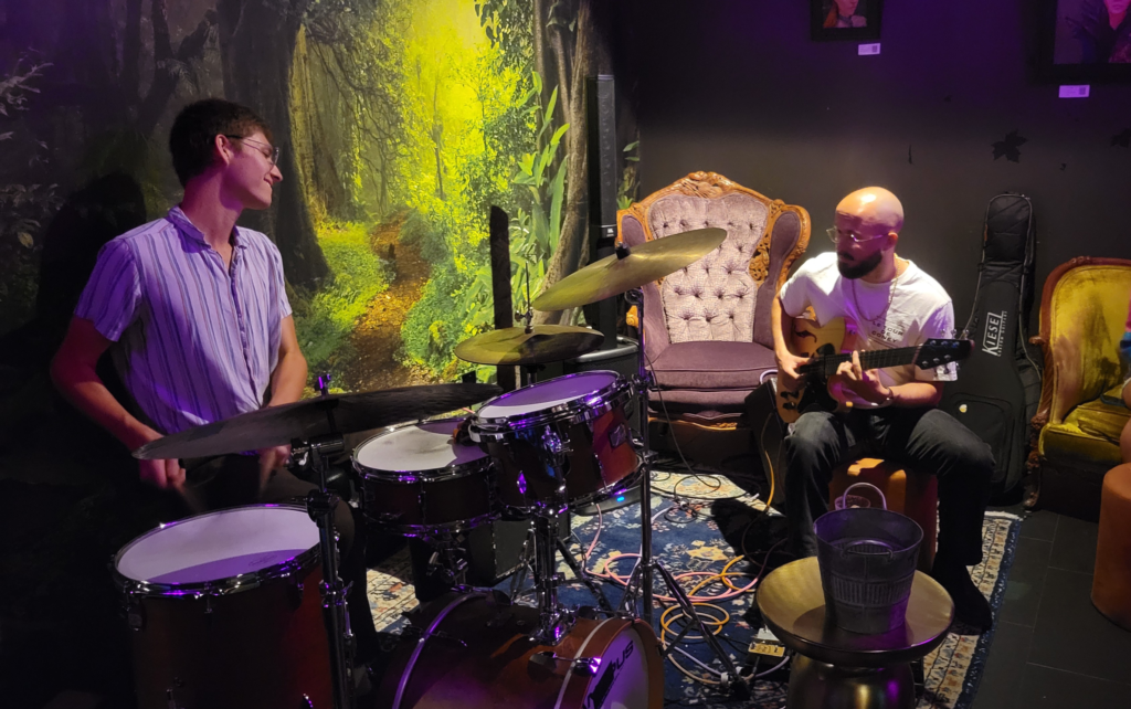 Close up of Nico and Paul performing at "What the Funk?"